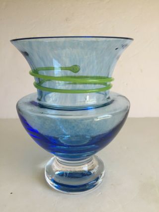 Vintage Kosta Boda Glass Vase Monica Backstrom 49231 Green Serpent 7 1/8 " Tall