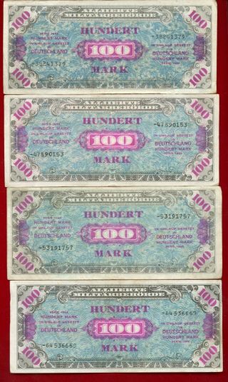 Allied Military Currency 100 Marks Pick 197b Dash In Front Of Serial Numbers 8 P