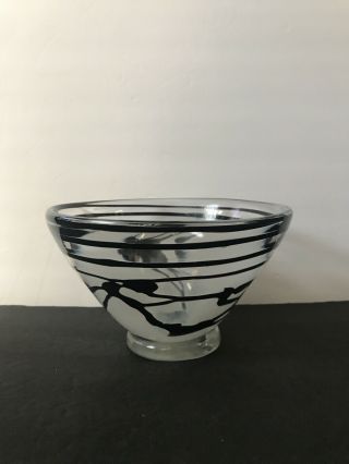 Vintage Gorgeous Designs Hand Crafted Blown Art Glass Black White Swirl