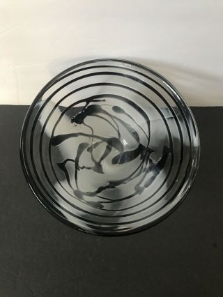 Vintage Gorgeous Designs Hand Crafted Blown Art Glass Black White Swirl 2