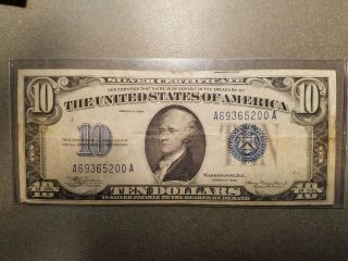 1934 $10 Silver Certificate,  Blue Seal Note