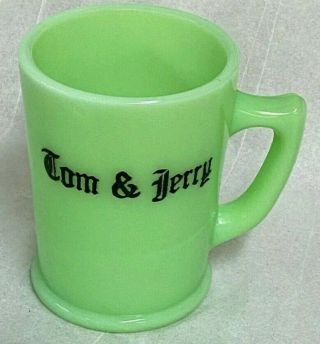 Rare Htf Mckee Jadeite Tom And Jerry Milk Glass Mug