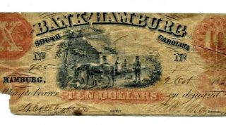 $10 " Bank Of Hamburg " (south Carolina) 1800 