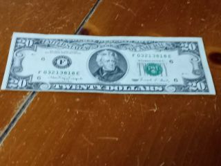 1990 20 Dollar Bill With A Misalignment/cut Error.
