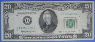 $20 1950d Federal Reserve Note,  Bank Of Chicago; Serial G14052496d; Au