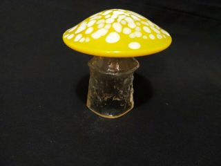 Aseda Glass Mushroom Bo Borgstrom Yellow & White Specks Sweden Vintage 3.  25 " E&r