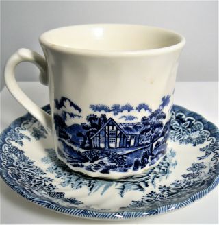 Vintage England Churchill Coffee Tea Cup & Saucer White & Blue (10 Avail) (w6 - 2)