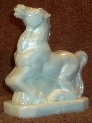 Boyd Glass Made In 1984 Big Joey Horse Pony Paperweight Carnival White Milk Fund