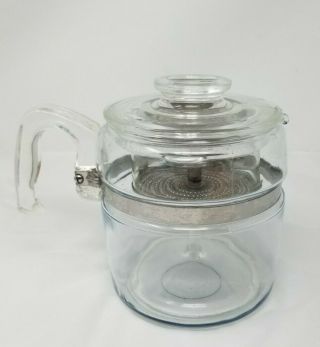 Vtg Pyrex Flameware 7756 Clear Glass 6 Cup Percolator Coffee Pot Complete