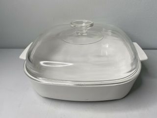 Corning Ware Just White 10 " Square Casserole Mw A 10 W/ Pyrex Domed Lid A 12 C