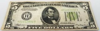 Series of 1934 $5 Federal Reserve Note,  St.  Louis,  Light Green Seal 2