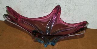 Mid Century Vintage Murano Art Glass Bubble Purple Blue Bowl.  Dish