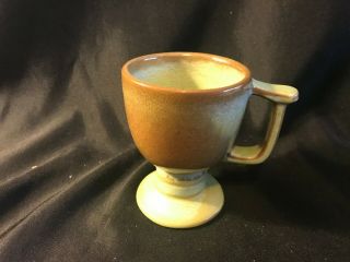Frankoma Pottery Prairie Green Pedestal Coffee Cup Mug C13