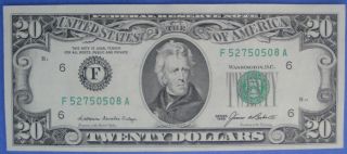 $20 1985 Federal Reserve Note,  Bank Of Atlanta; Serial F52750508a; Au