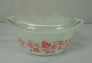 Vintage 1 1/2 Pint Pyrex Pink Gooseberry Casserole Dish No.  472 With Lid 470c