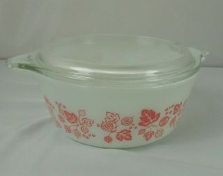 Vintage 1 1/2 Pint Pyrex Pink Gooseberry Casserole Dish no.  472 with Lid 470c 2