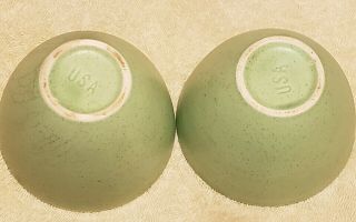 2 Vintage Usa Pottery Sage Green Bowls,  Mccoy? Haeger? Shawnee?