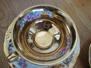 Two Vintage 1945 to 1952 KPM POLAND Porcelain Cups & Saucers Heavy Gold Gilt 2