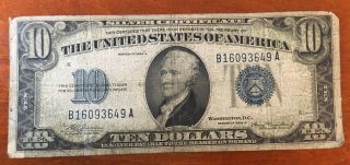 1934 A $10 Ten Dollar Silver Certificate Blue Seal B16093649a