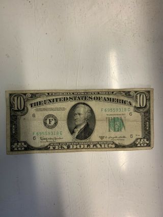 (ship Fast) 1950 D $10 Ten Dollars Federal Reserve Note Bank Of Philadelphia