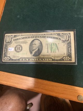 1934 Series A Letter B 10 Dollar Bill