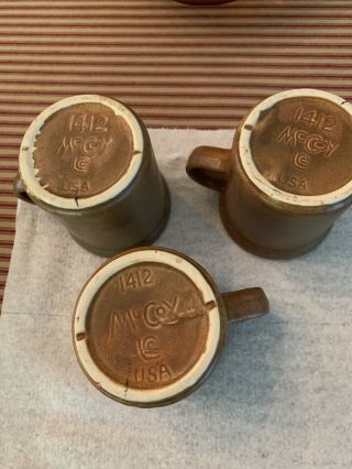 Vintage Mccoy Brown Pottery 1412 Usa Coffee Cup Mugs Set Of 3