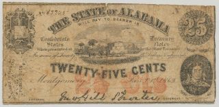 Usa - The State Of Alabama 25 Cents 1863,  P.  Nl_f -