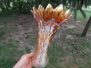 Northwood Tree Trunk Antique Carnival Art Glass 13 7/8 " Mid - Sized Vase Marigold