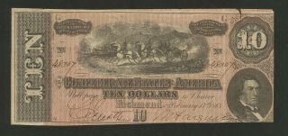 Type 68 - Ten Dollars ($10) February 17th,  1864 - Confederate States Of America