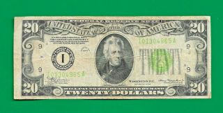 1934 A Us $20 Dollar Bill Note Minneapolis
