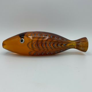 Vintage Fornasa De Mvran Art Glass Fish - Italy - Amber - 6.  5 "