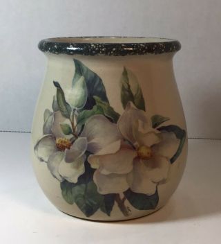 Home And Garden Party " Magnolia " 5 3/4 Inch Utensil Holder 2001
