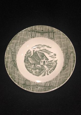 Royal China Currier And Ives Green Yolk & Plow Fruit/dessert Bowl