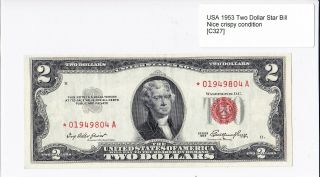 Us Series 1953 Two Dollar Star Note Unc