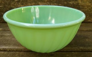 Fire King - Swirl Jadeite Pattern Green - 9 " Mixing Bowl - Fine