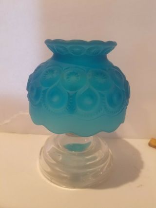 Le Smith Moon And Stars Colonial Blue Glass Fairy Candle Lamp