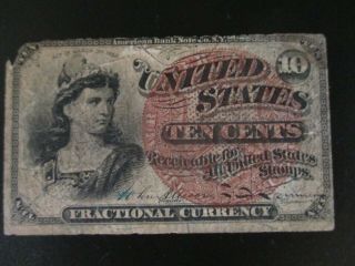 1863 Usa Fractional Currency - 10 Cents Note