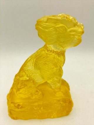 Tittot Heinrich Wang Yellow Crystal Art Peking Glass Chinese Foo Dog Lion 2