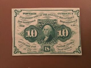 1862 Usa Fractional Paper Money - 10 Cents Banknote