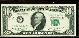 1963 A $10.  00 Federal Reserve Note - Green Seal Frn Crisp Unc - Q139