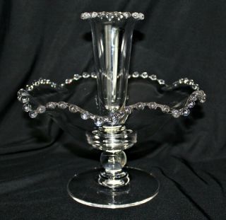 9 " Imperial Candlewick Footed Flower Candle Holder With Beaded Peg Vase