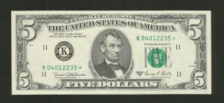 Fr 1972 - K Star Five Dollars ($5) Series Of 1969c Federal Reserve Note