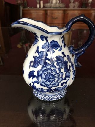 Bombay Company Cobalt Delft Blue & White Ceramic Creamer Pitcher 6 "