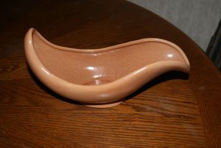 Vintage 1950s Red Wing Pink Console Footed Pedestal Bowl - Scoop Shape - Marked