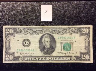 1963A (G) FEDERAL RESERVE NOTE TWENTY DOLLAR BILL $20.  00 QTY (1) Old Banknote 3