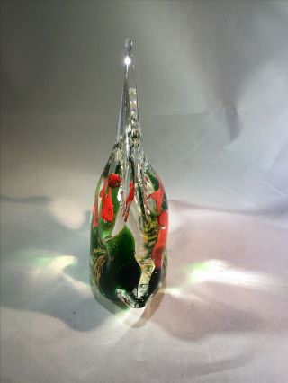 Art Glass Hand Crafted Hand Blown Angel Fish Aquarium 4 Fish In Belly 5” Tall 3