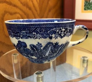 Antique Vintage Flow Blue Willow Cup Made In England
