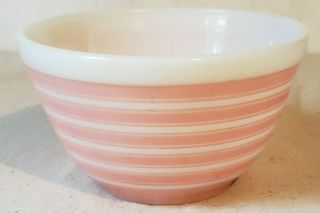 Vintage Pyrex Gooseberry Pink Striped Mixing Bowl 401 1.  5 Pint Glass Nesting