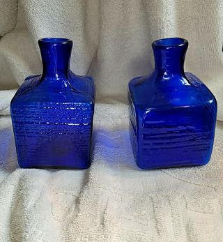 Vintage 1962 Blenko Cobalt 6224l Textured Decanter Vases Design By Wayne Husted