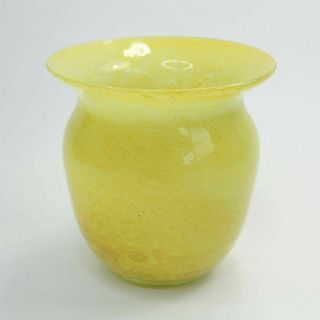 Monart Vasart Glass Flower Holder Vase Yellow Mottled Vintage 20th Century